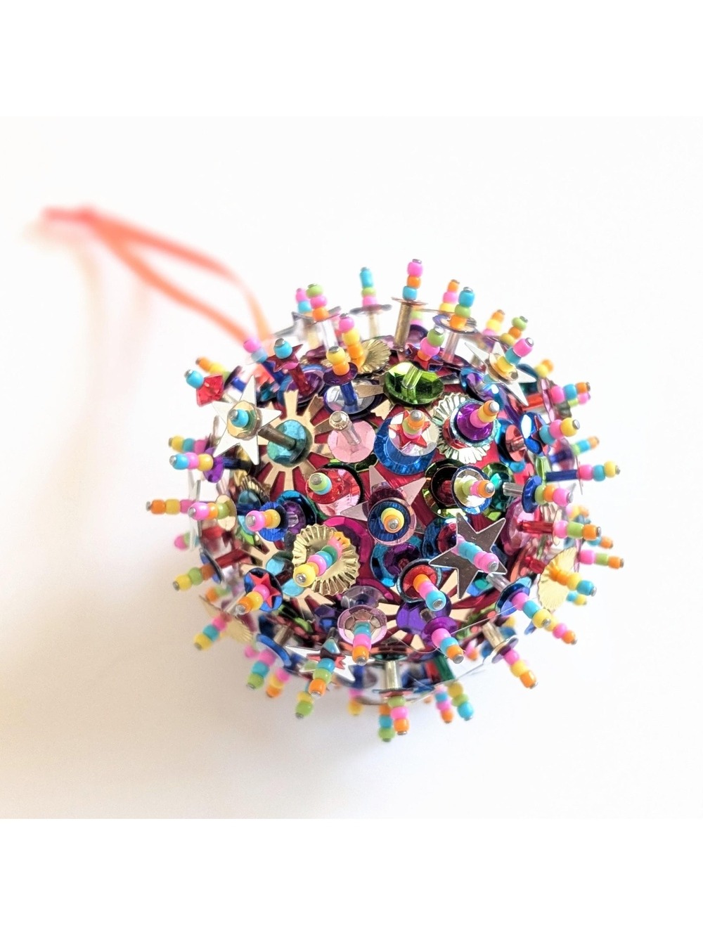 Handmade Sequin & Bead Christmas Tree Ornament - Rainbow Starburst